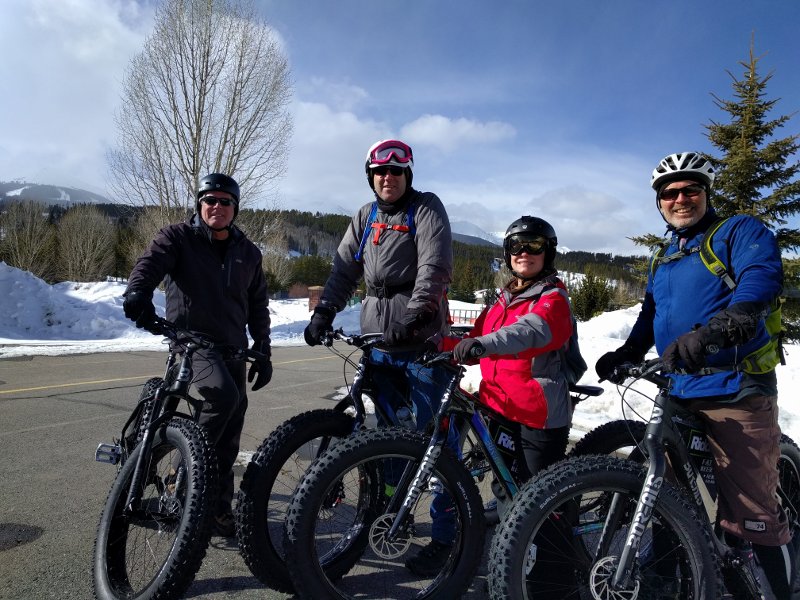 Mark, Shorty, Ashley & Larry Fat Biking In Breckenridge